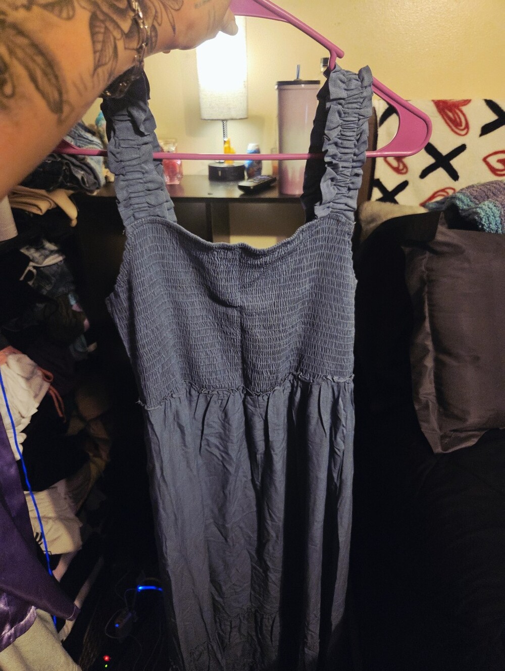 Maurices Dusty Blue Smocked Strap Sundress - Picture 4 of 5